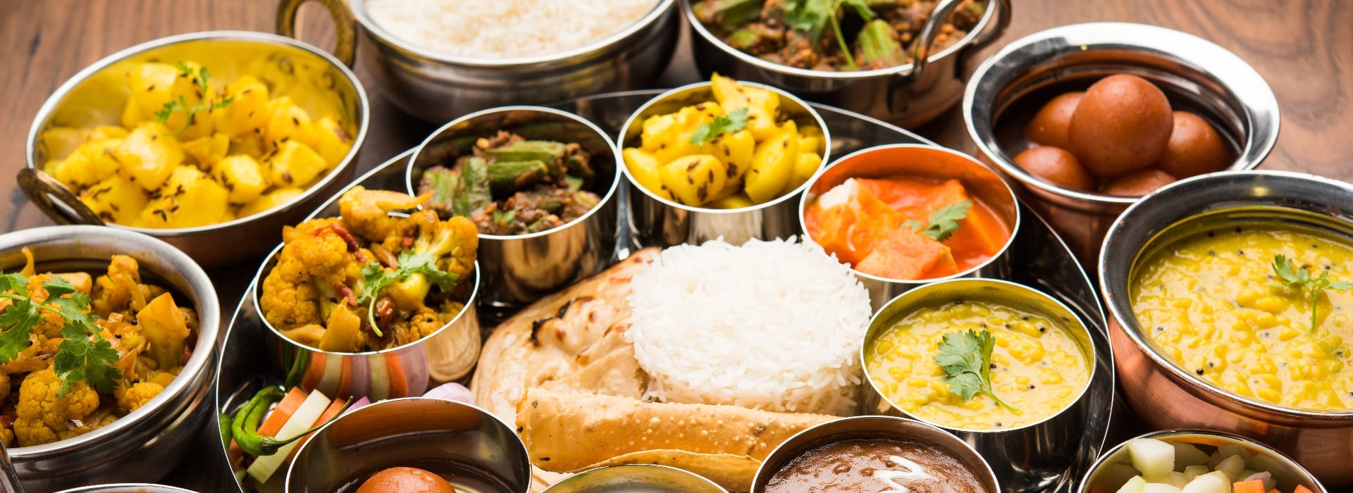 Indian Hindu Veg Thali / food platter, selective focus